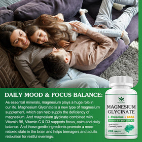 Close-up of WOGORGT Magnesium Glycinate 400mg tablets