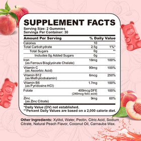 CNCHEF Iron Gummies displayed with fresh peaches
