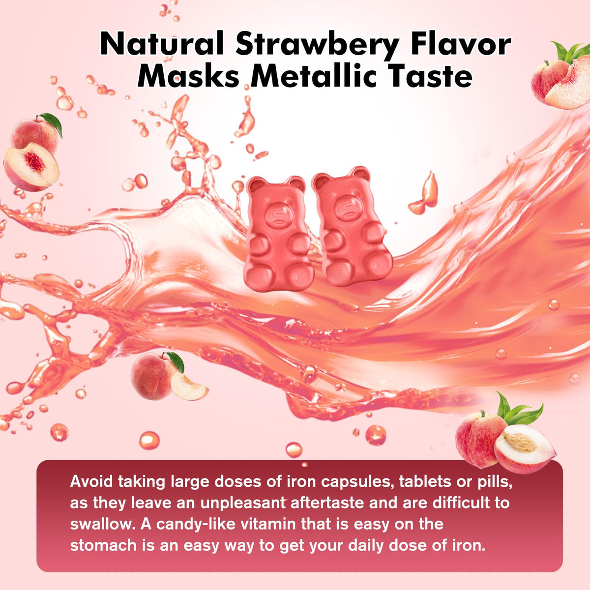 CNCHEF Iron Gummies ingredients list on back of packaging