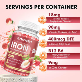 CNCHEF Iron Gummies nutritional information label