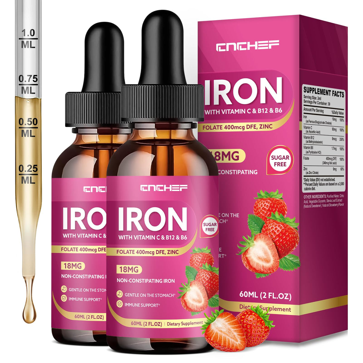 CNCHEF Liquid Iron Supplement 2 Pack front view
