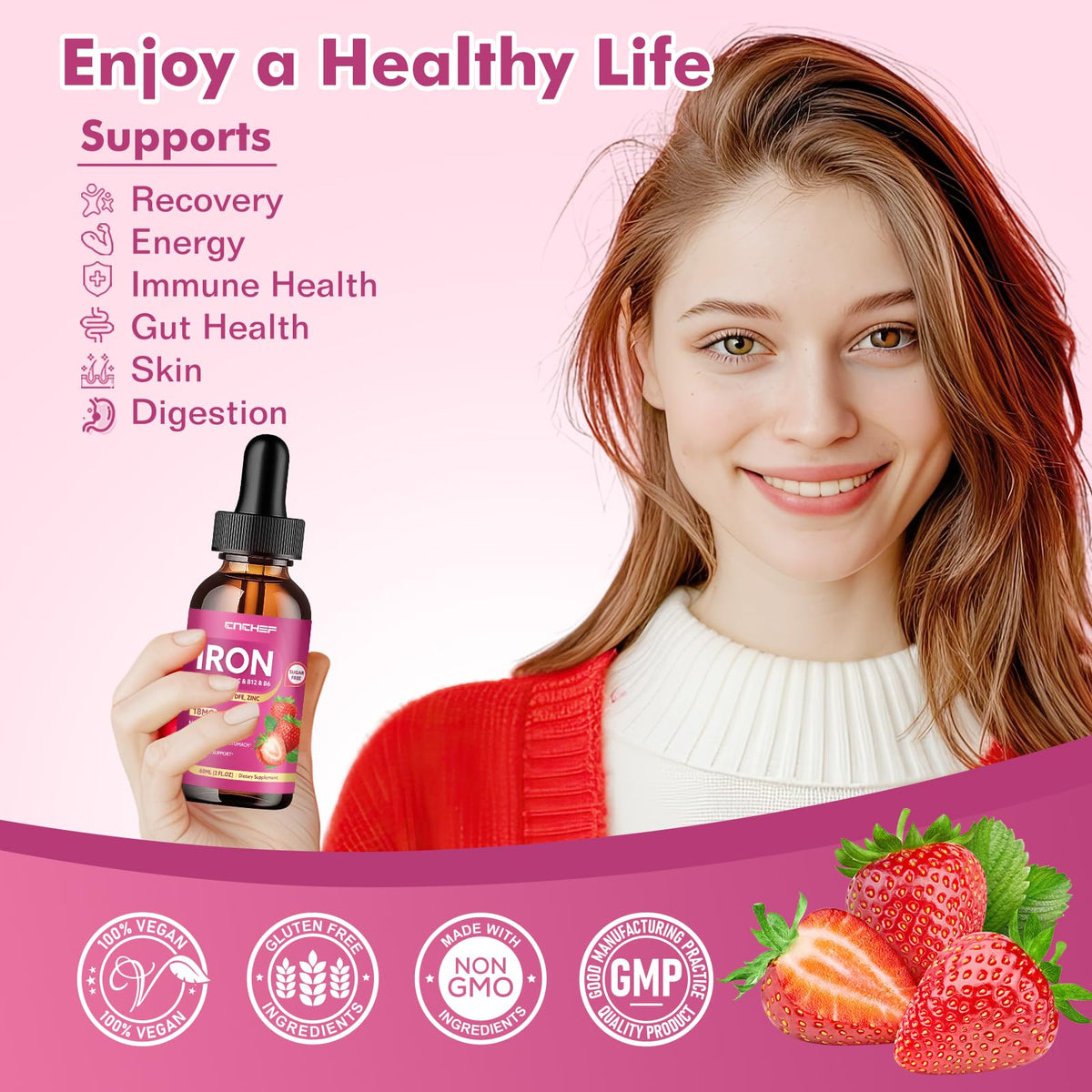 CNCHEF Liquid Iron Supplement bottle with dropper