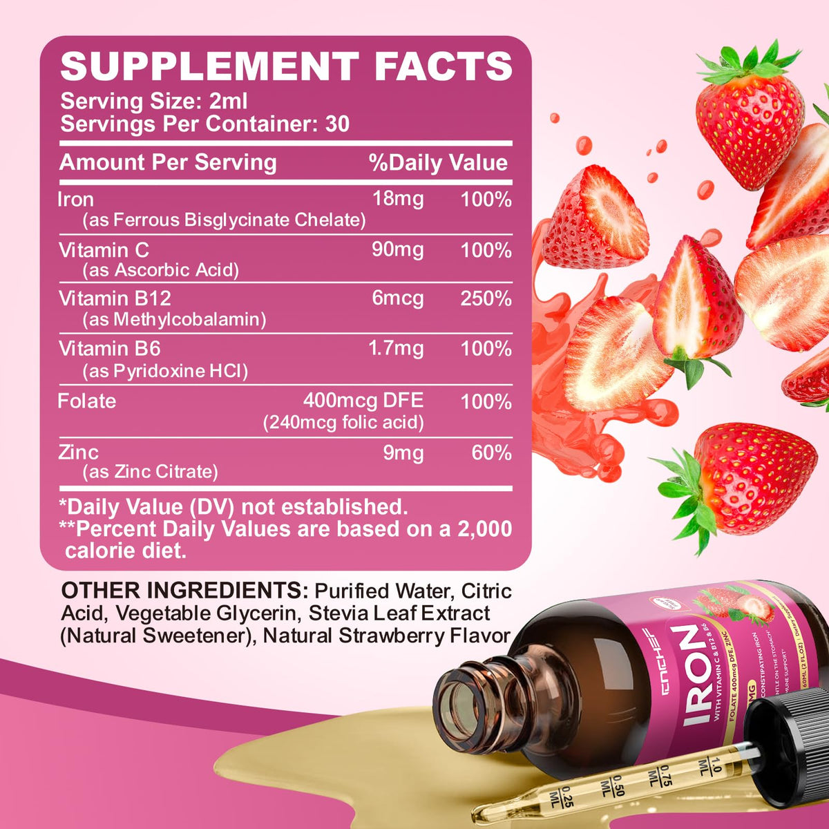 CNCHEF Liquid Iron Supplement natural strawberry flavour