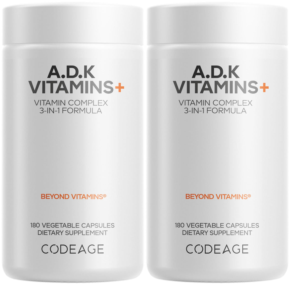 Codeage ADK Vitamins Supplement front view with 180 capsules