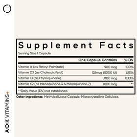 Codeage ADK Vitamins Supplement side view showing capsule details