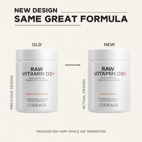 Codeage Raw Vitamin D3+ 5000 IU bottle with label