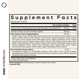 Codeage Raw Vitamin D3+ 5000 IU capsules side view