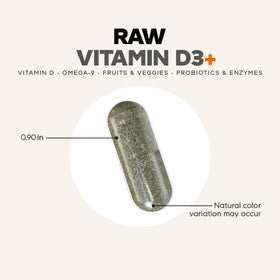 Codeage Raw Vitamin D3+ capsules with a measuring spoon