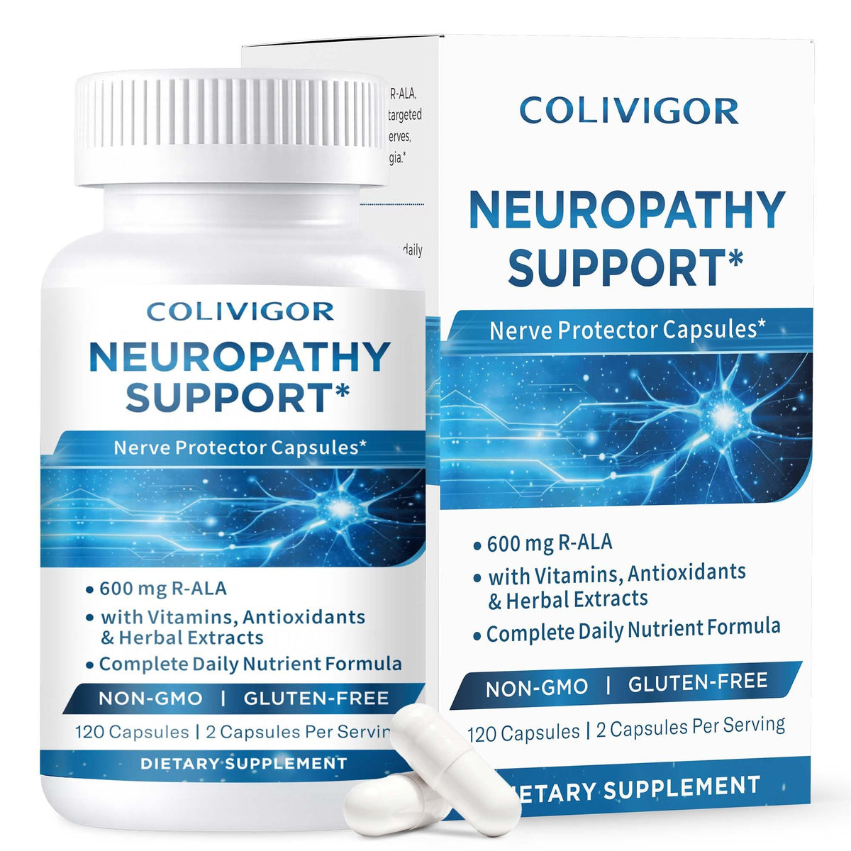 Colivigor Neuropathy Supplements 600mg R-Alpha Lipoic Acid front view