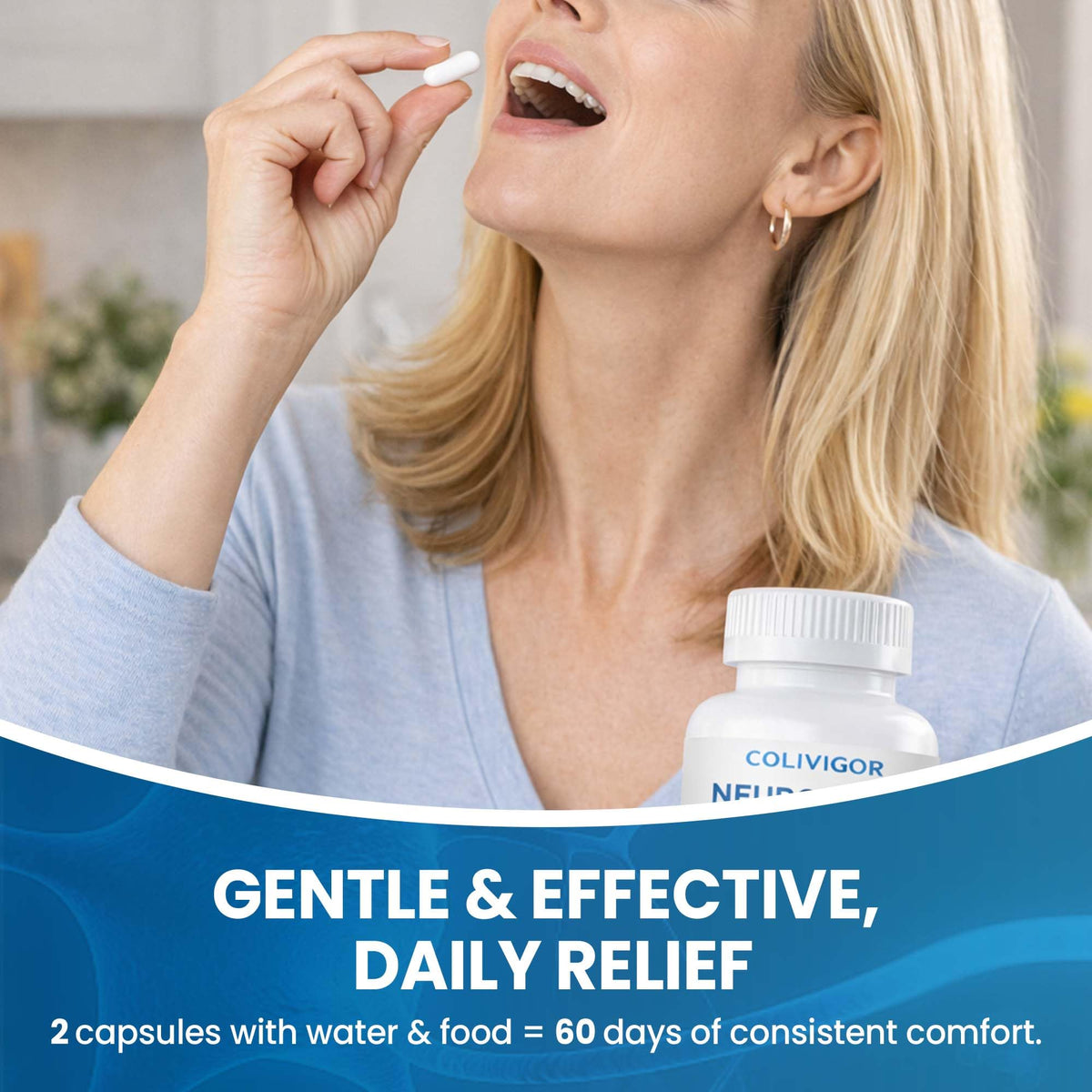 Colivigor Neuropathy Supplements bottle with a meal setting