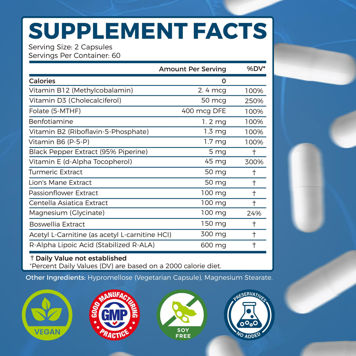 Colivigor Neuropathy Supplements vegan label