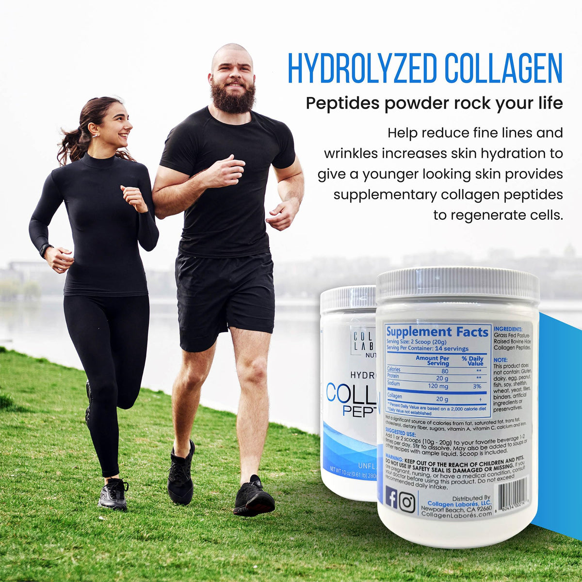 Collagen Laborés Hydrolyzed Collagen Peptides displayed with natural ingredients