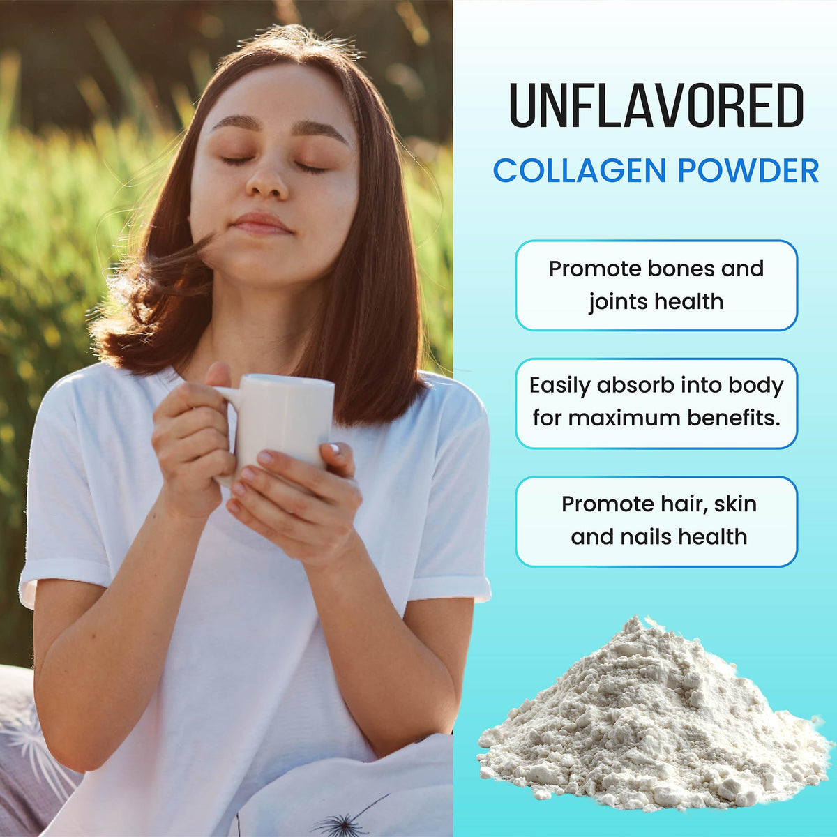 Collagen Laborés Pure Hydrolyzed Collagen Peptides mixed in a glass
