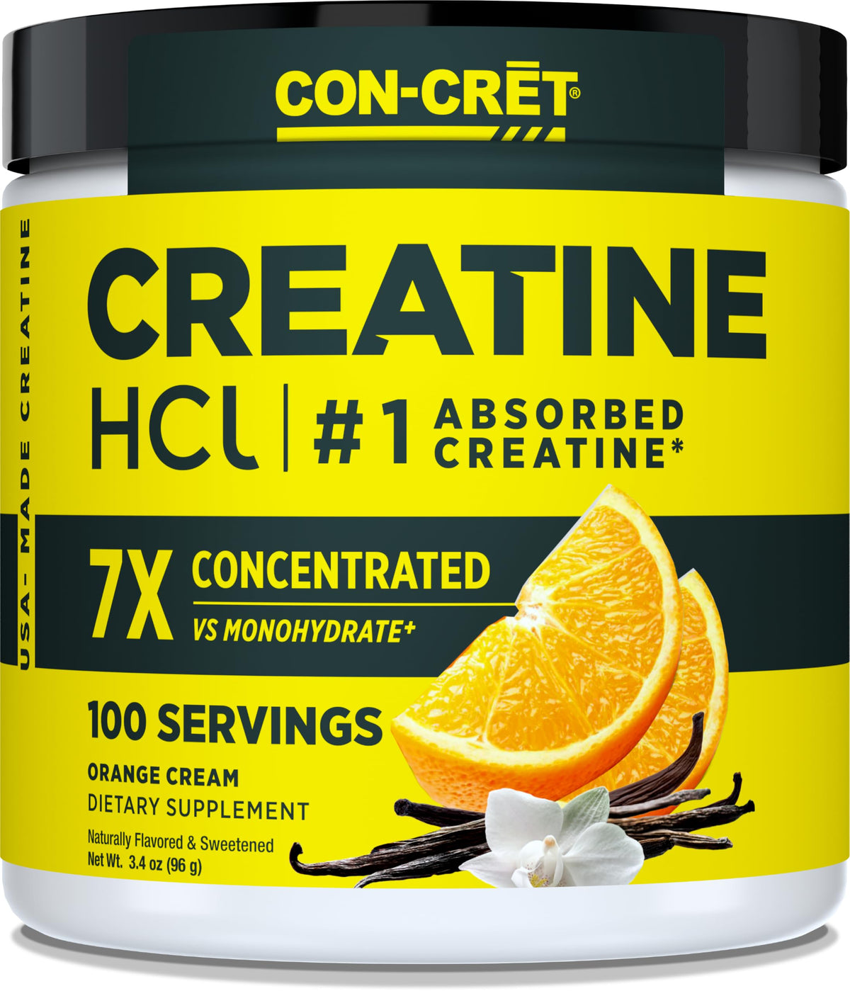 CON-CRET Creatine HCl Powder Orange Cream front view