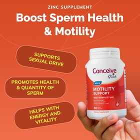 CONCEIVE PLUS Motility Support for Men 60 Capsules with a glass of water