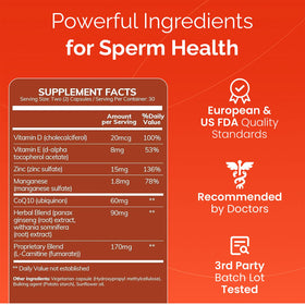 CONCEIVE PLUS Motility Support for Men 60 Capsules with ingredients list