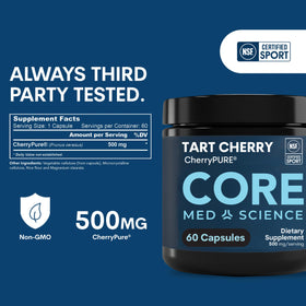 Core Med Science Tart Cherry Supplement 500mg bottle with label