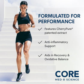 Core Med Science Tart Cherry Supplement 500mg capsules in hand