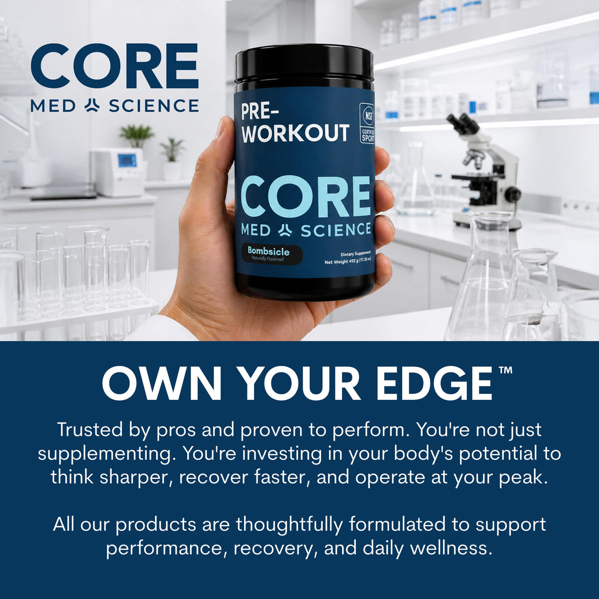 Core Med Science Tart Cherry Supplement 500mg capsules with measuring spoon