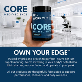 Core Med Science Tart Cherry Supplement 500mg capsules with measuring spoon