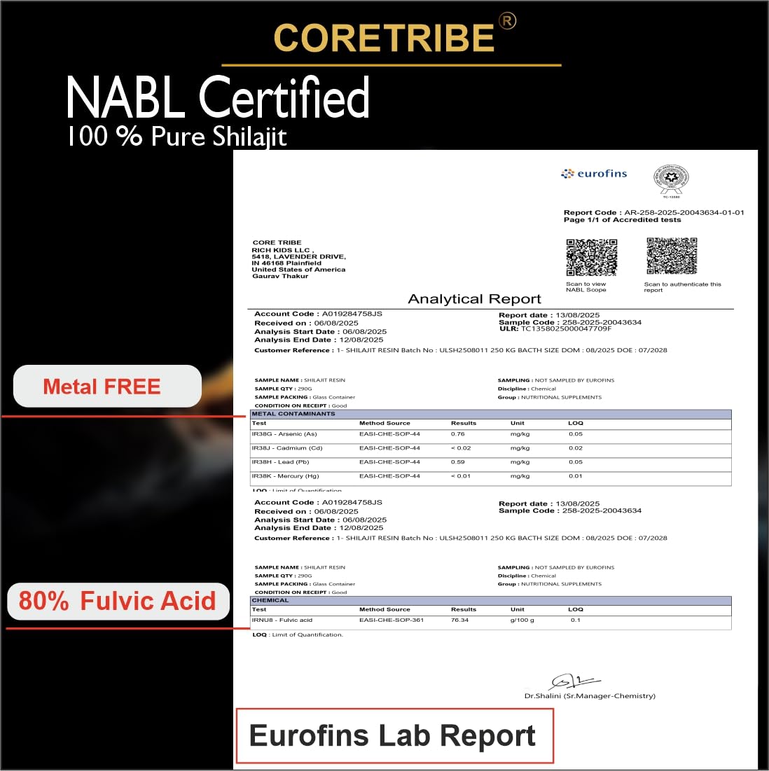 Coretribe Shilajit Resin 30g displayed with warm water