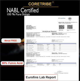 Coretribe Shilajit Resin 30g displayed with warm water