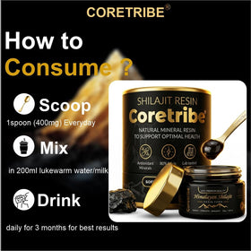 Coretribe Shilajit Resin 30g with tea and coffee