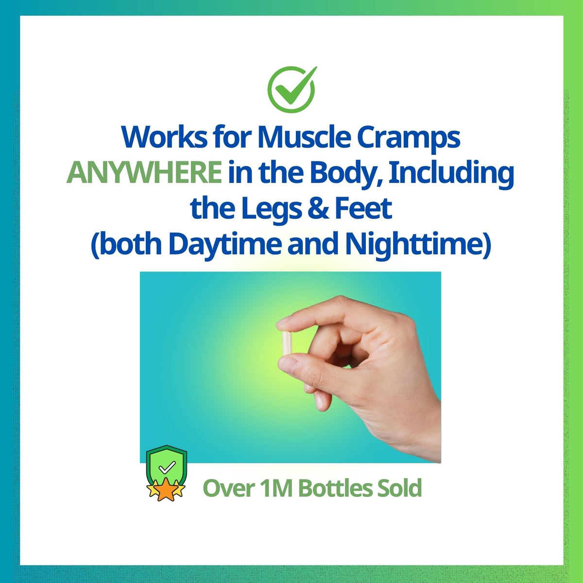 Cramp Defense Leg Cramps Pills capsules in a hand