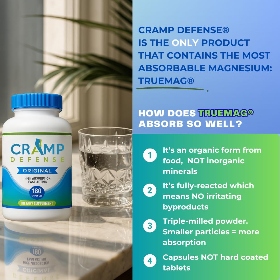 Cramp Defense Leg Cramps Pills with a glass of water