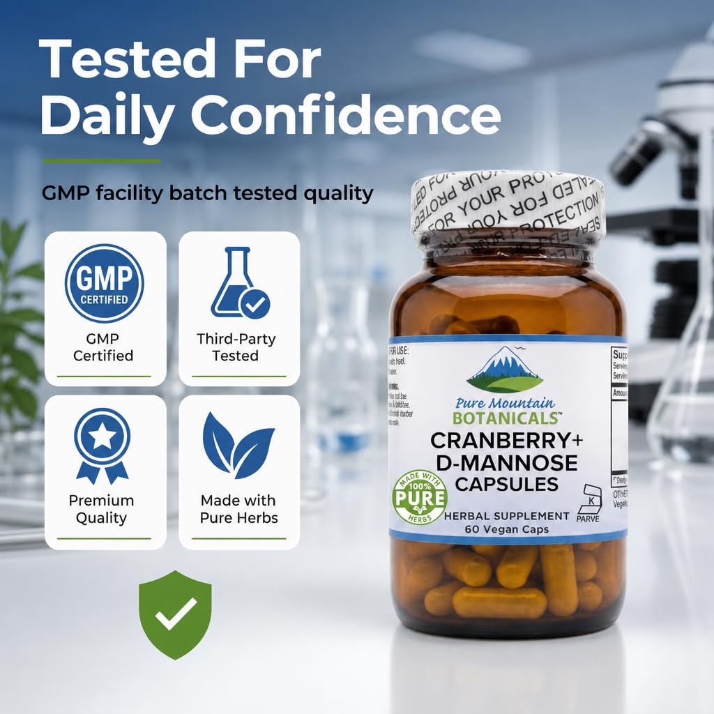 D Mannose with Cranberry capsules bottle with measuring spoon