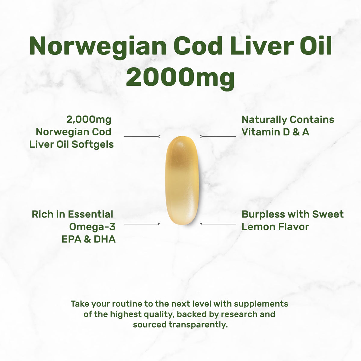 DEAL SUPPLEMENT Cod Liver Oil 240 softgels bottle side view