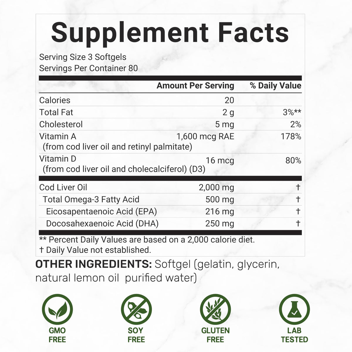 DEAL SUPPLEMENT Cod Liver Oil softgels with lemon flavour