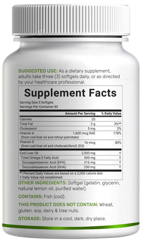 DEAL SUPPLEMENT Cod Liver Oil softgels with natural ingredients