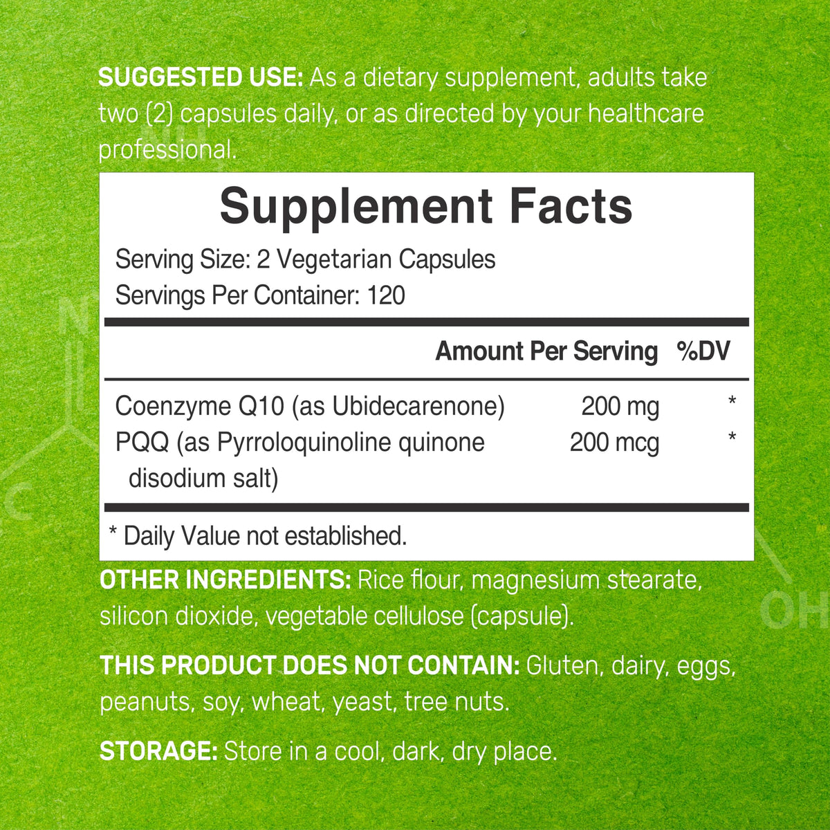 DEAL SUPPLEMENT CoQ10 200mg with PQQ bottle side view