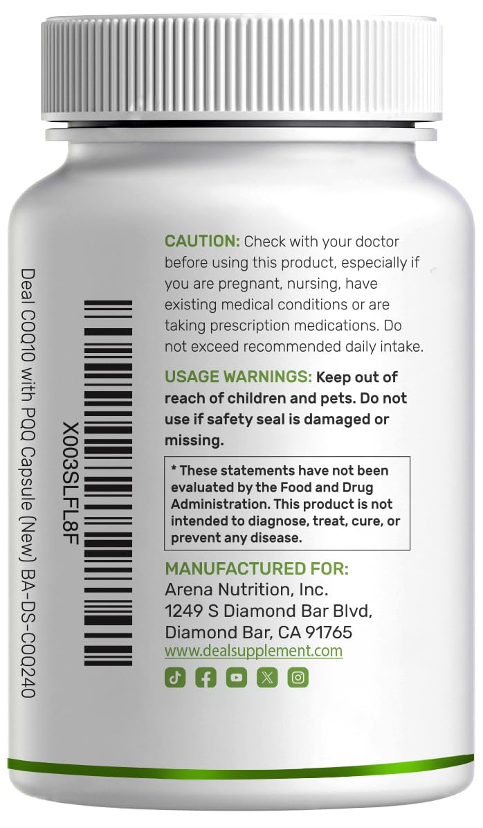 DEAL SUPPLEMENT CoQ10 200mg with PQQ packaging details