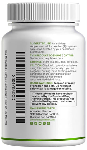 DEAL SUPPLEMENT Methylated B Complex capsules in a hand
