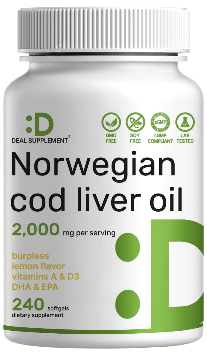DEAL SUPPLEMENT Wild Caught Cod Liver Oil 240 softgels front view