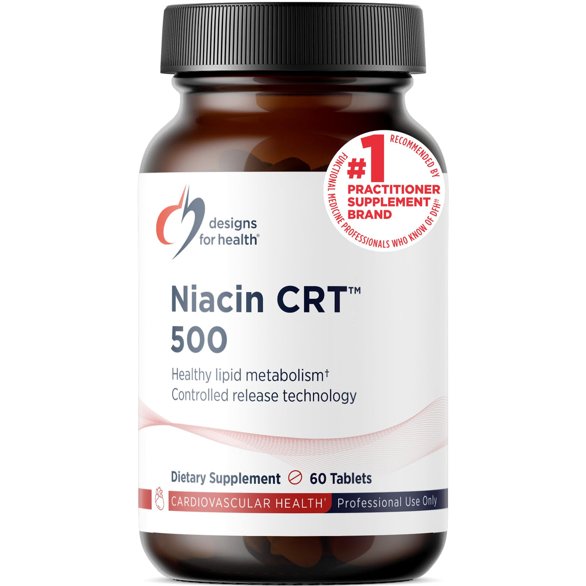 Designs for Health Niacin 500mg Controlled Release Tablets front view