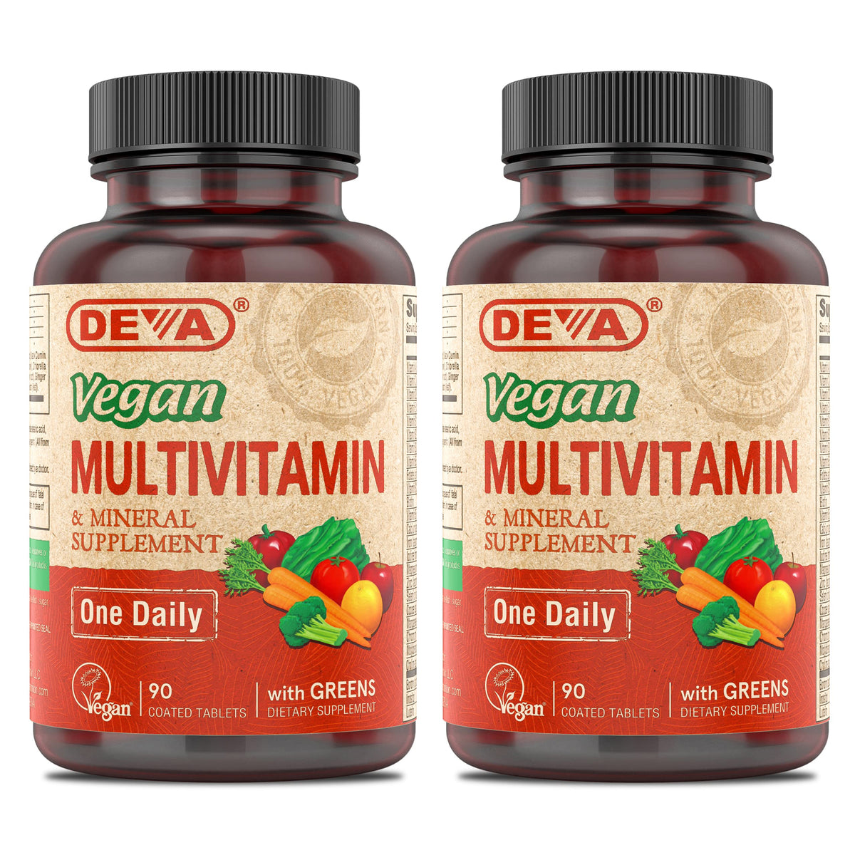 DEVA Vegan Multivitamin & Mineral Supplement 2-Pack front view