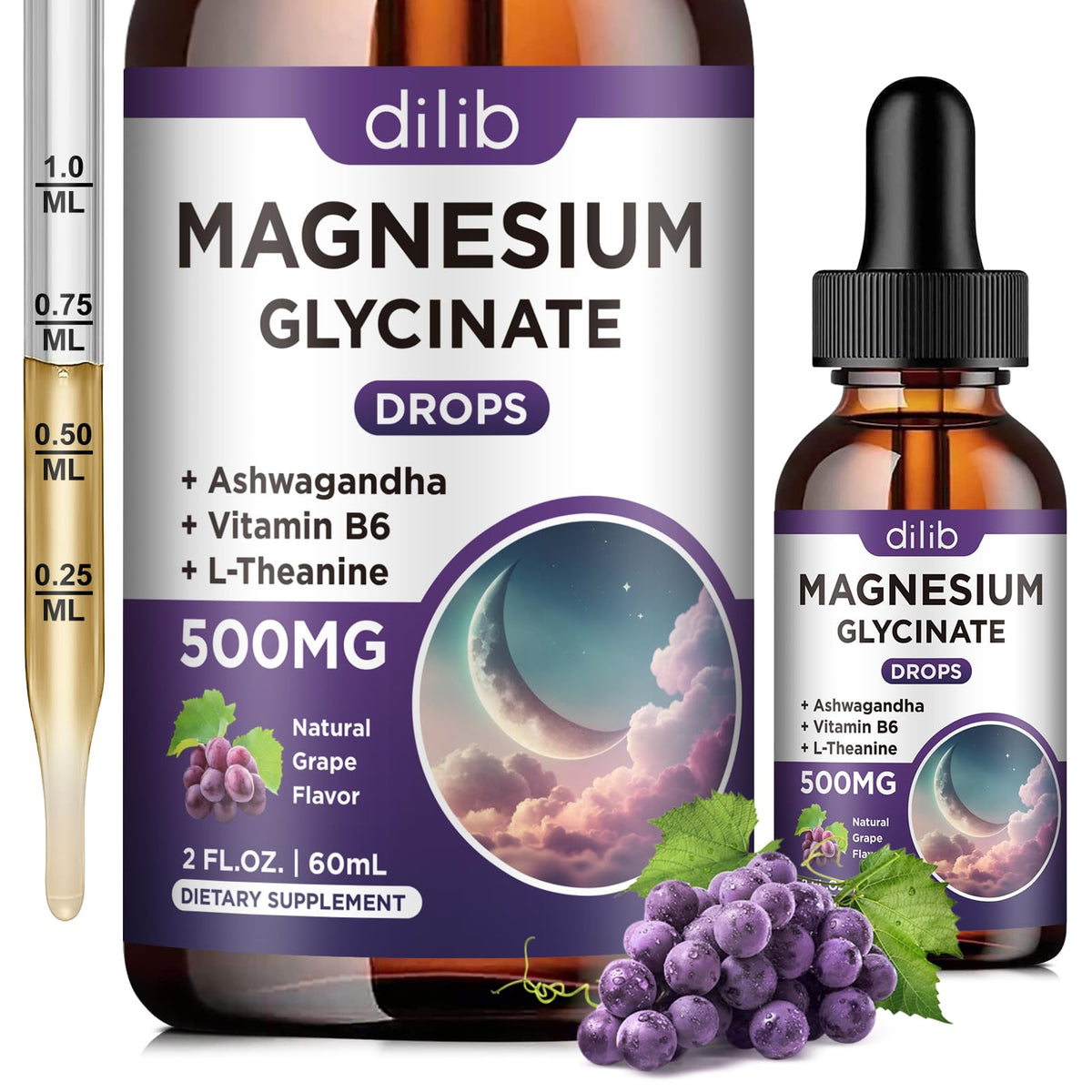 dilib Magnesium Glycinate Liquid Drops 500mg front view