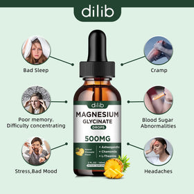 dilib Magnesium Glycinate Liquid Drops 500mg in a spoon