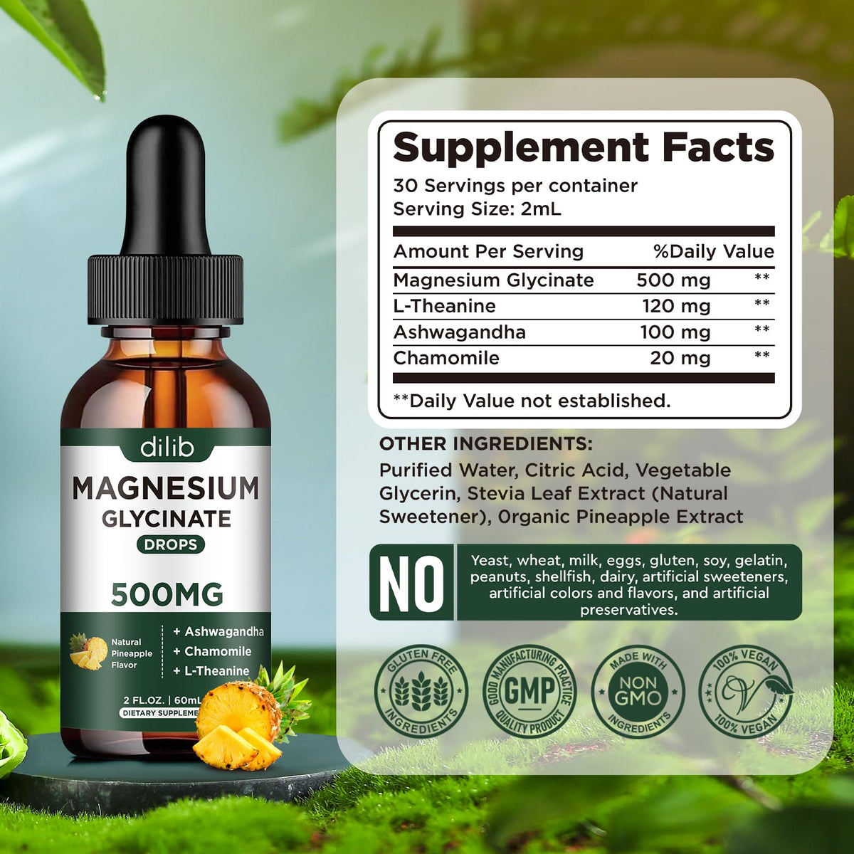 dilib Magnesium Glycinate Liquid Drops 500mg ingredients list