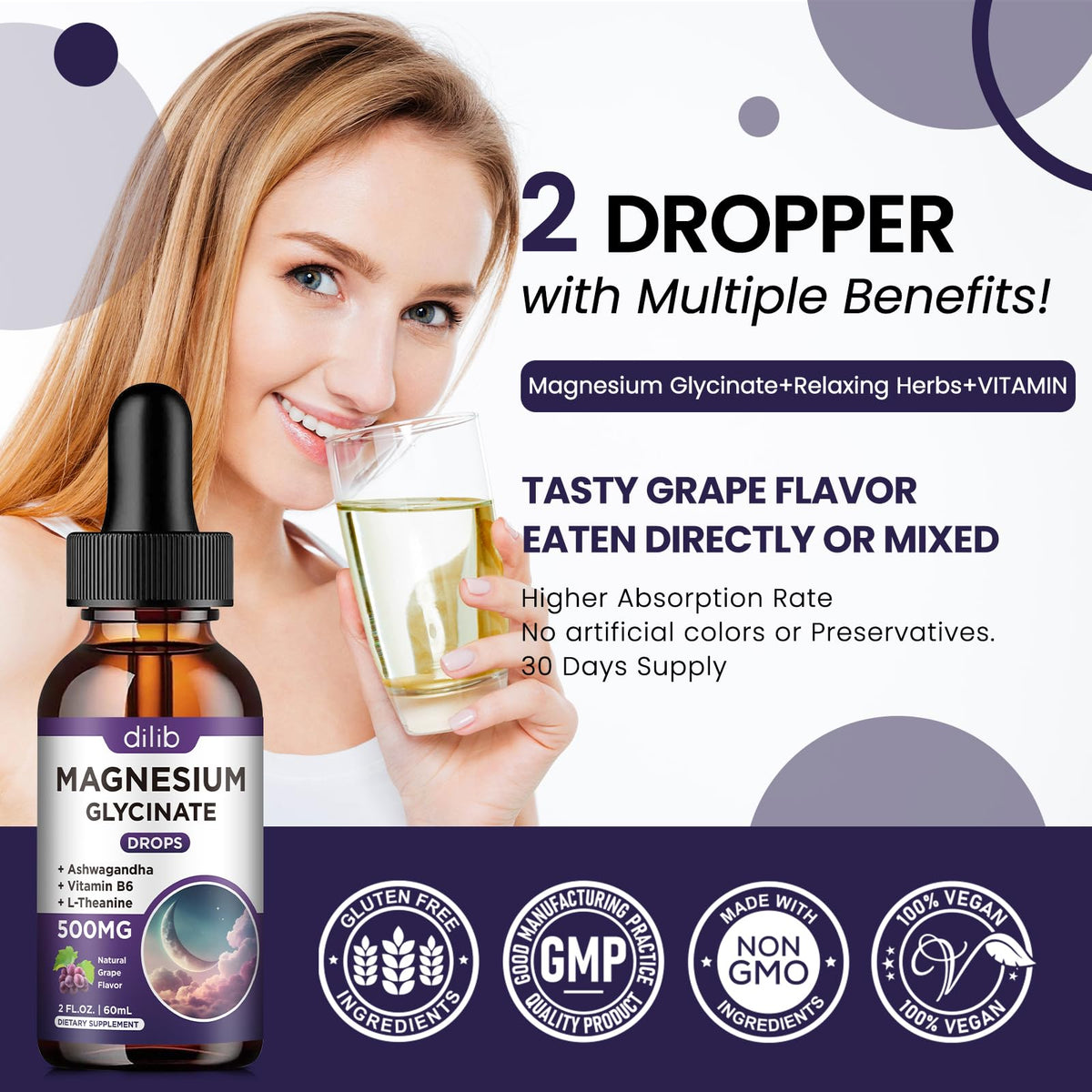 dilib Magnesium Glycinate Liquid Drops 500mg packaging