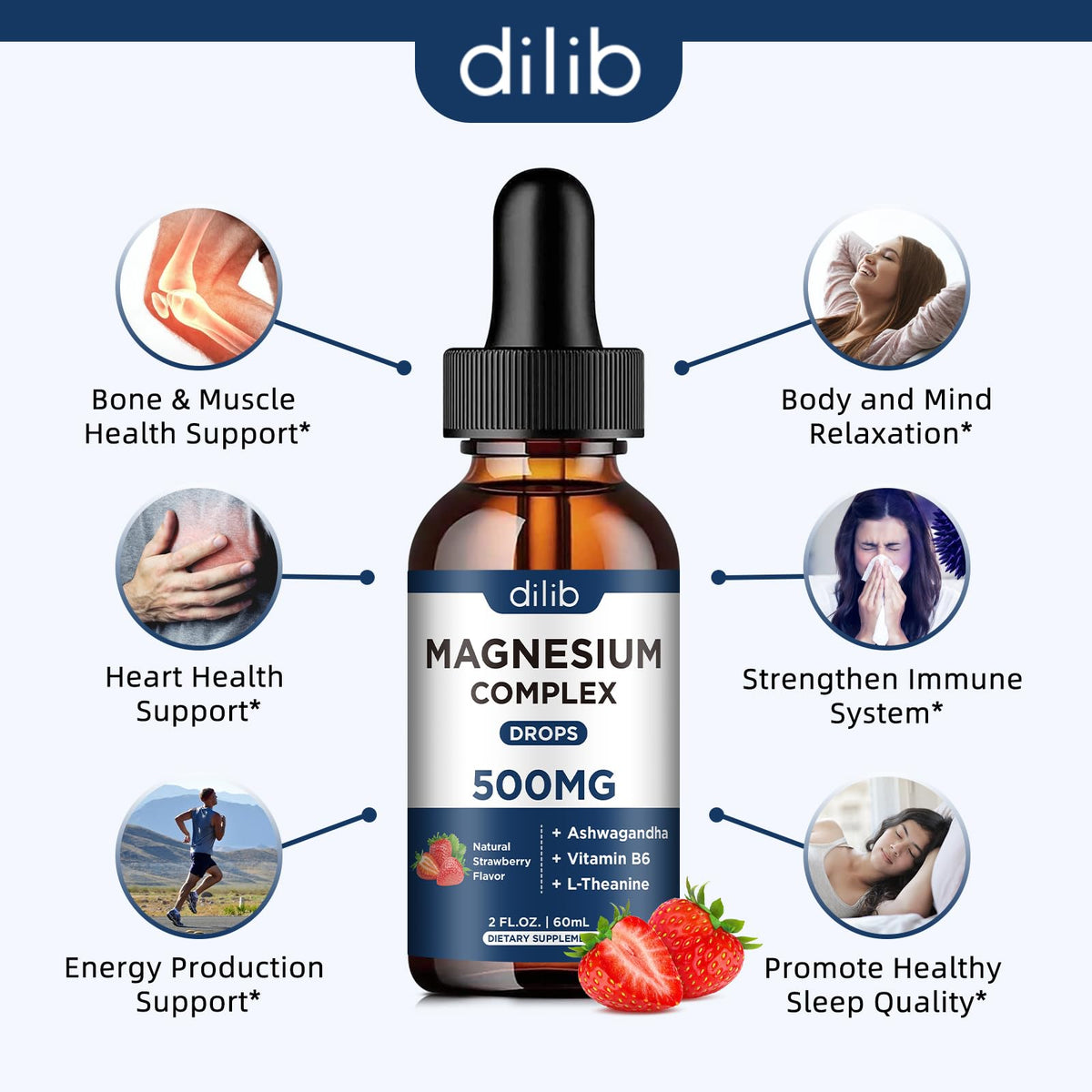 dilib Magnesium Glycinate Liquid Drops 500mg side view