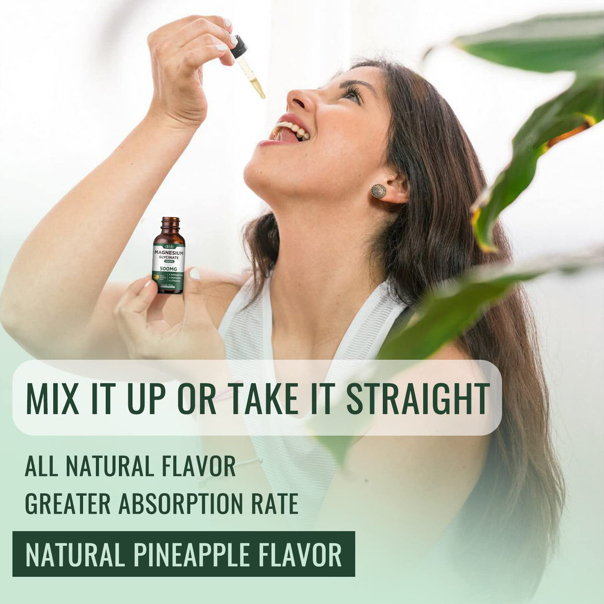 dilib Magnesium Glycinate Liquid Drops 500mg with fresh pineapple