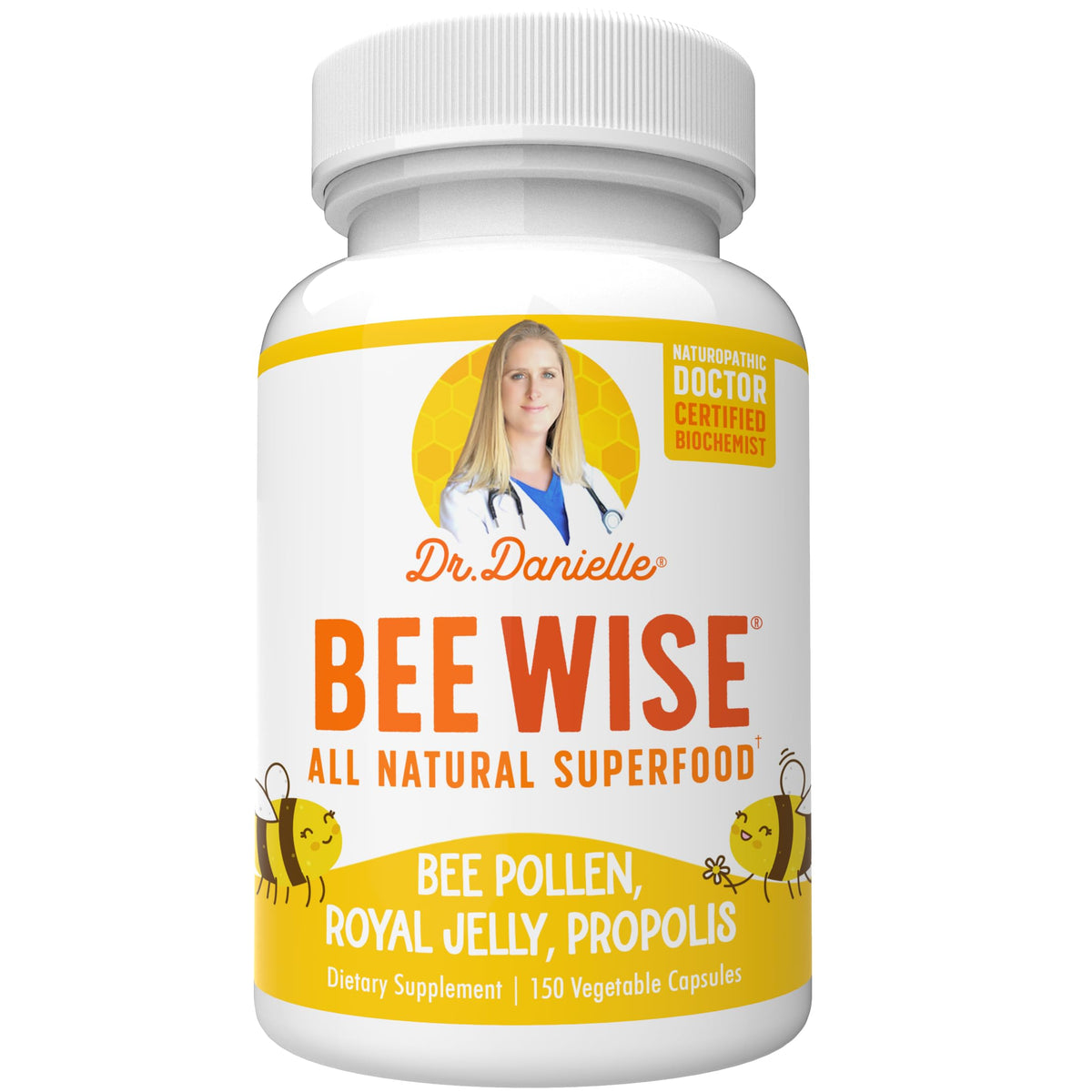 Doctor Danielle Bee Wise Bee Pollen Supplement front view