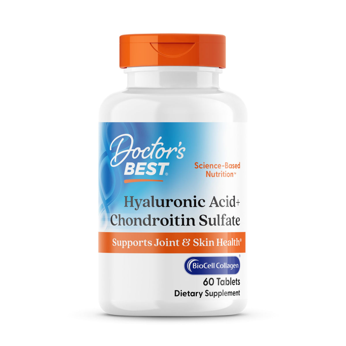 Doctor's BEST Hyaluronic Acid with Chondroitin Sulfate 60 Tablets front view