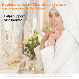 Doctor's BEST Hyaluronic Acid with Chondroitin Sulfate tablets on a wooden surface