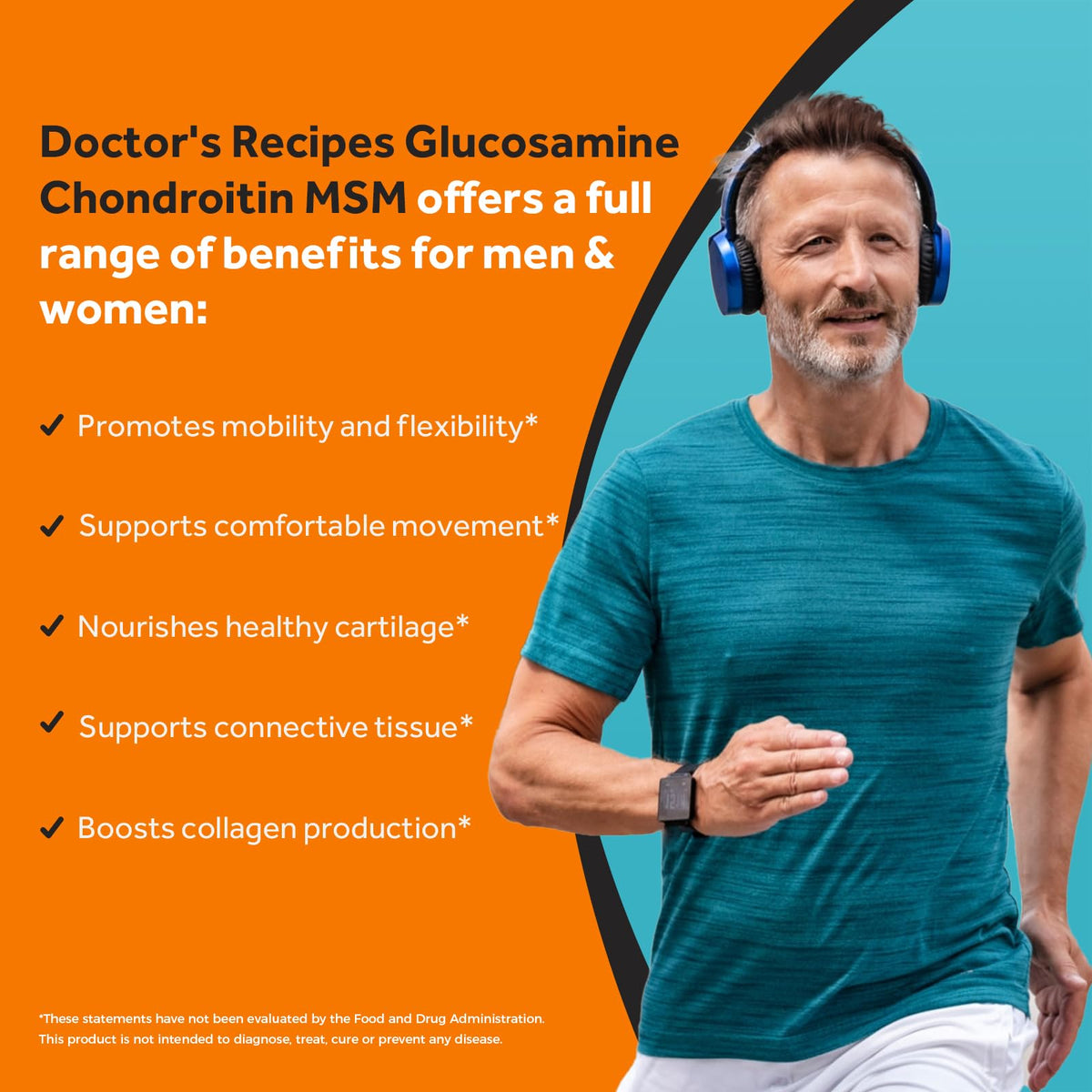 Doctor's Recipes Glucosamine Chondroitin MSM Turmeric 240 Tablets back view