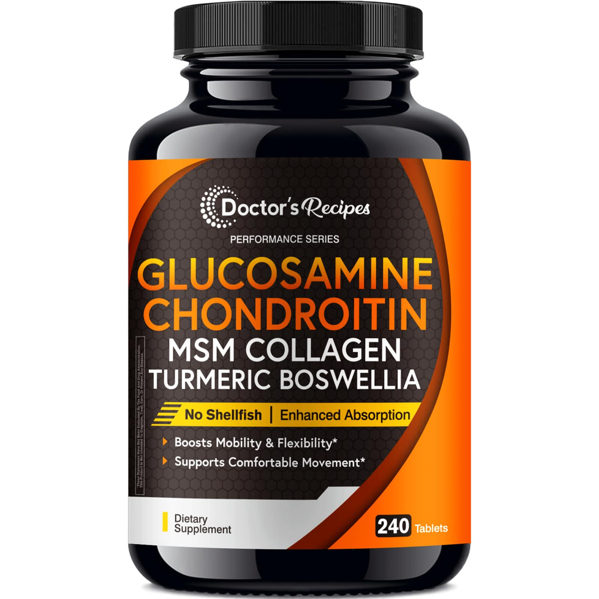Doctor's Recipes Glucosamine Chondroitin MSM Turmeric 240 Tablets front view